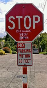 A quick reminder to stop defacing stop signs (Google Images)